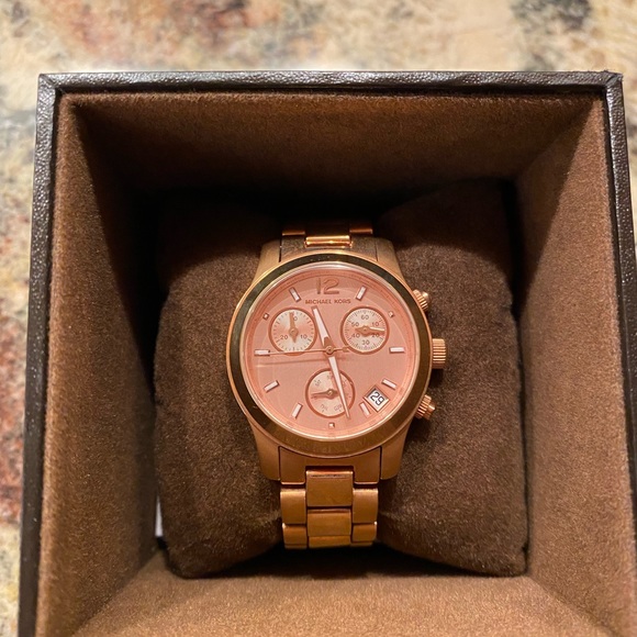 Ladies Michael Kors Runway Chronograph Watch MK5430 rose gold main image 5